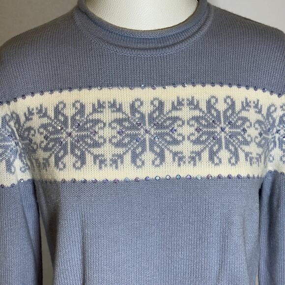 NWT Norton McNaughton Periwinkle Nordic Fair Isle Sweater Womens Petite Size PM - Picture 2 of 11
